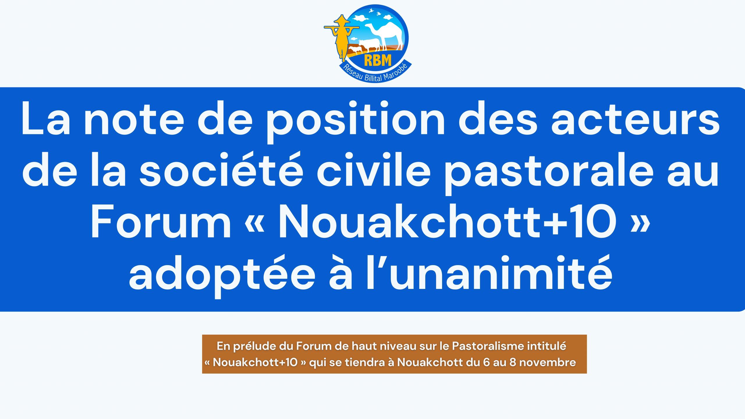 You are currently viewing LA NOTE DE POSITION DES ACTEURS DE LA SOCIETE CIVILE PASTORALE AU FORUM NOUAKCHOTT+10 ADOPTEE A L’UNANIMITE